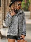 Fuzzy Pocketed Button Up Jacket S-XL