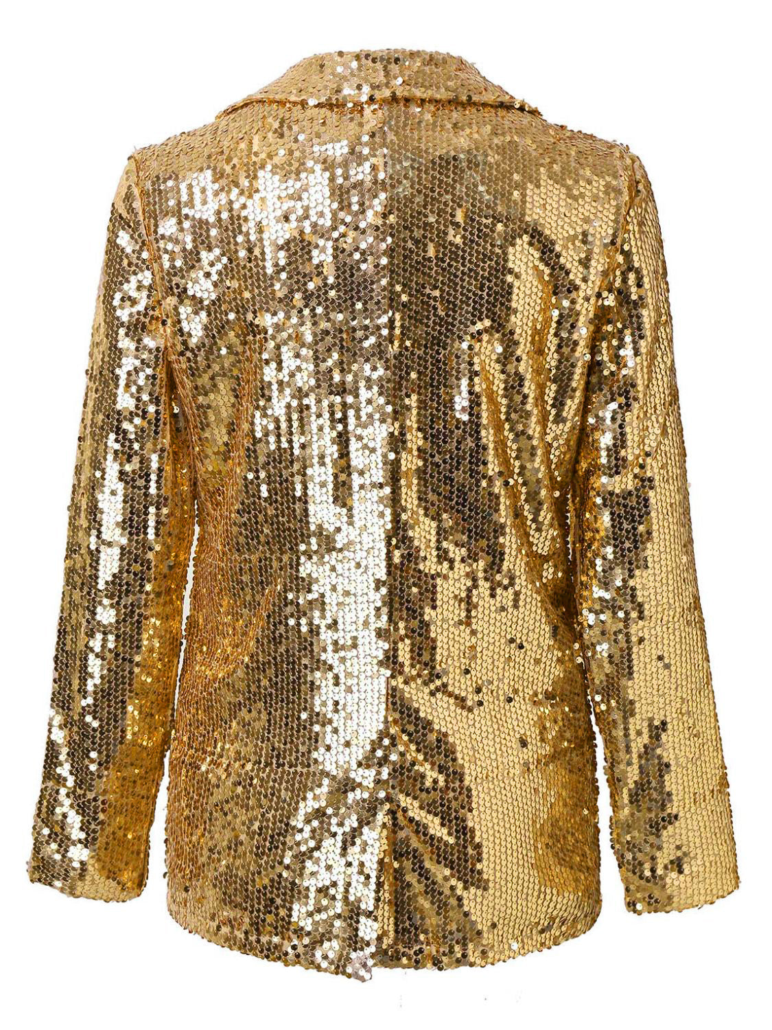 Sequin Lapel Collar Long Sleeve Blazer S-2XL