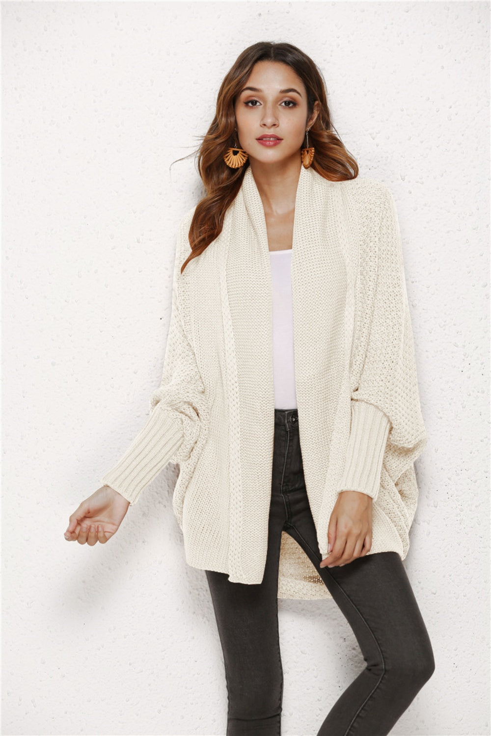 Open Front Batwing Sleeve Cardigan One Size