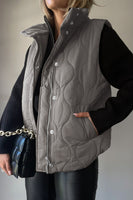 Collared Neck Vest with Pockets S-2XL