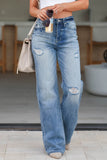 Distressed Straight Jeans with Pockets Size 6-16