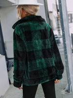 Plaid Zip-Up Collared Jacket S-XL