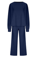 Round Neck Long Sleeve Top and Pants Set S-2XL