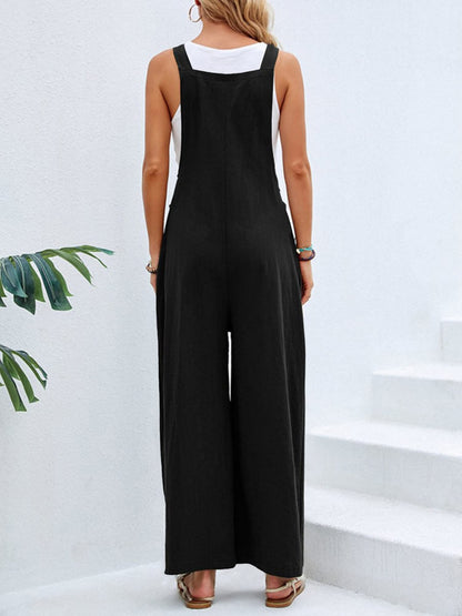 Full Size Square Neck Wide Strap Overalls S-3XL