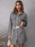 Ivy Lane Pocketed Plaid Long Sleeve Mini Dress S-XL