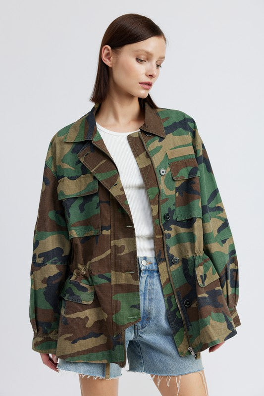 CAMO OVERSIZED JACKET S-L