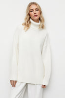 Basic Bae Turtleneck Dropped Shoulder Long Sleeve Sweater One Size