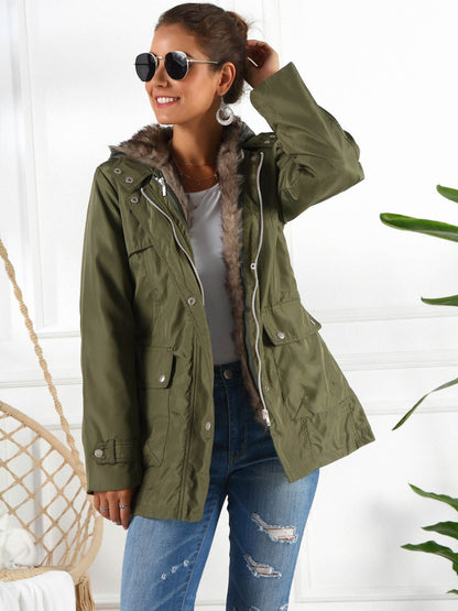 Ivy Lane Full Size Hooded Jacket with Detachable Liner (Three-Way Wear) S-3XL