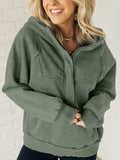 Half Zip Kangaroo Pocket Long Sleeve Hoodie S-2XL