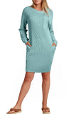 Striped Round Neck Long Sleeve Mini Dress S-2XL