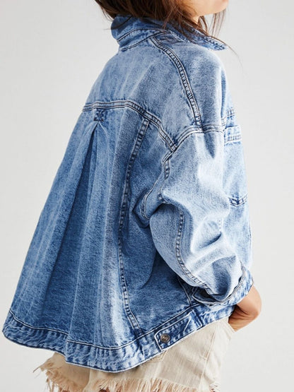 Pocketed Button Up Denim Jacket S-2XL