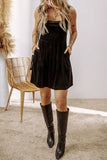 Wide Strap Mini Dress with Pockets S-XL