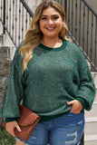 Plus Size Waffle-Knit Round Neck Dropped Shoulder Sweater 1XL-5Xl