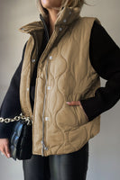 Collared Neck Vest with Pockets S-2XL