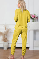 Round Neck Top and Drawstring Pants Lounge Set S-XL