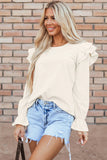 Ruffled Round Neck Flounce Sleeve Top S-XL