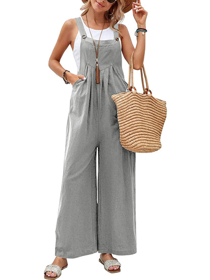 Full Size Square Neck Wide Strap Overalls S-3XL