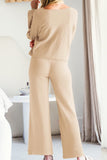 Round Neck Long Sleeve Top and Pants Set S-2XL