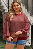 Plus Size Waffle-Knit Round Neck Dropped Shoulder Sweater 1XL-5Xl