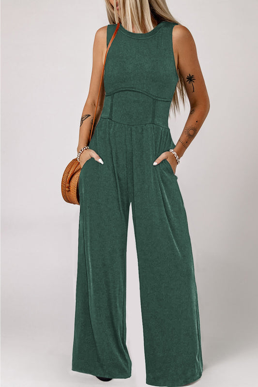 Round Neck Sleeveless Jumpsuit S-XL