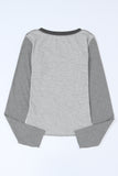 Exposed Seam Contrast Round Neck Long Sleeve T-Shirt S-XL