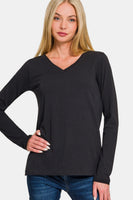 Zenana Full Size V-Neck Long Sleeve T-Shirt S-3XL