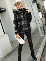 Plaid Zip-Up Collared Jacket S-XL