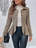 Ruffle Hem Collared Blazer S-XL