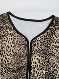 Perfee Leopard Open Front Long Sleeve Jacket S-L