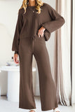 Round Neck Long Sleeve Top and Pants Set S-2XL