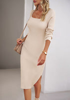 Devine Rib-Knit Slit Sweater Dress S-XL