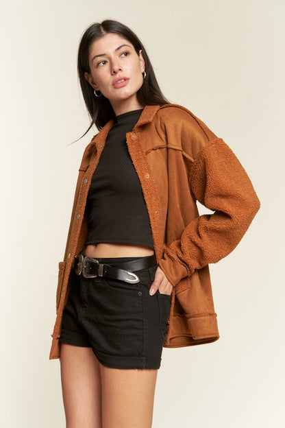 FAUX FUR AND SUEDE JACKET S-3XL