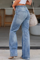 Distressed Straight Jeans with Pockets Size 6-16