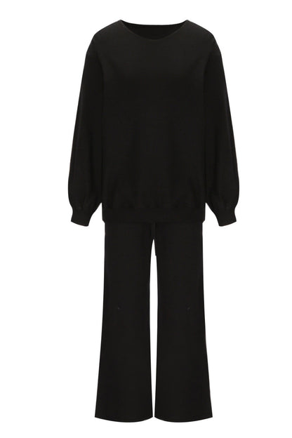 Round Neck Long Sleeve Top and Pants Set S-2XL