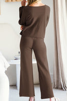 Round Neck Long Sleeve Top and Pants Set S-2XL