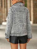 Fuzzy Pocketed Button Up Jacket S-XL