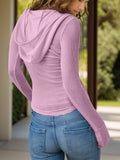 Half Snap Long Sleeve Hooded T-Shirt S-L