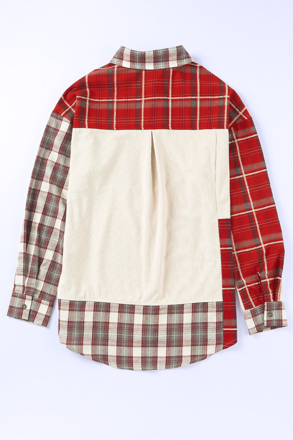 Plaid Patchwork Collared Neck Shacket S-2XL