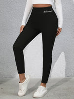 Full Size Letter Embroidered High Waist Leggings S-5XL