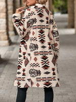 Geometric Pocketed Dropped Shoulder Coat S-XL