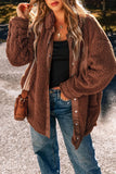 Fuzzy Snap Down Dropped Shoulder Jacket S-XL