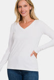 Zenana Full Size V-Neck Long Sleeve T-Shirt S-3XL