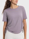 Drawstring Round Neck Short Sleeve Active T-Shirt Sizes 4-12