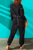 Contrast Stitching Pocketed Dropped Shoulder Jumpsuit S-XL