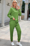 Round Neck Top and Drawstring Pants Lounge Set S-XL