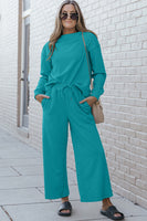 US Double Take Long Sleeve Top and Drawstring Pants Set S-3XL