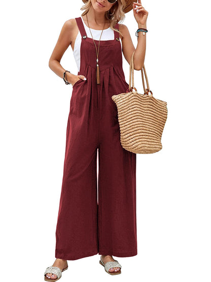 Full Size Square Neck Wide Strap Overalls S-3XL