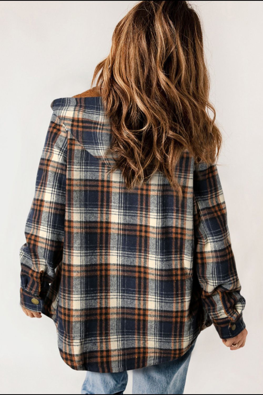 Plaid Button Up Long Sleeve Hooded Jacket S-2XL