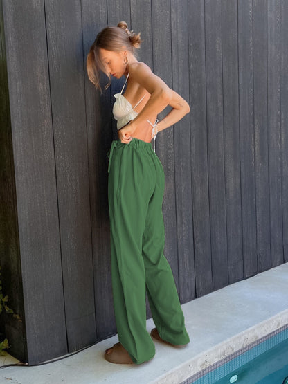 Tied High Waist Wide Leg Pants S-XL