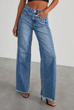 Raw Hem Wide Leg Jeans with Pockets S-XL